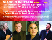 Concerto Viaggio in Italia: Tozzi, Pupo, Fogli a Alan a Igea Marina