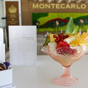Fresh fruit cup in an elegant café.