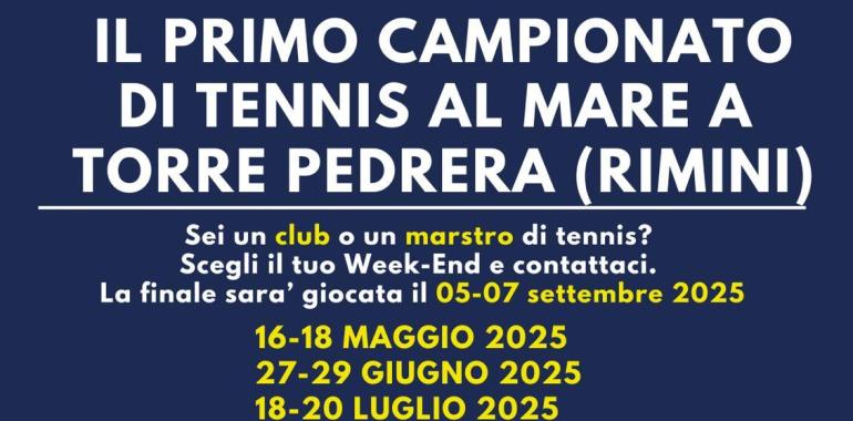 Torneo di tennis al mare a Torre Pedrera, Rimini, nel 2025.