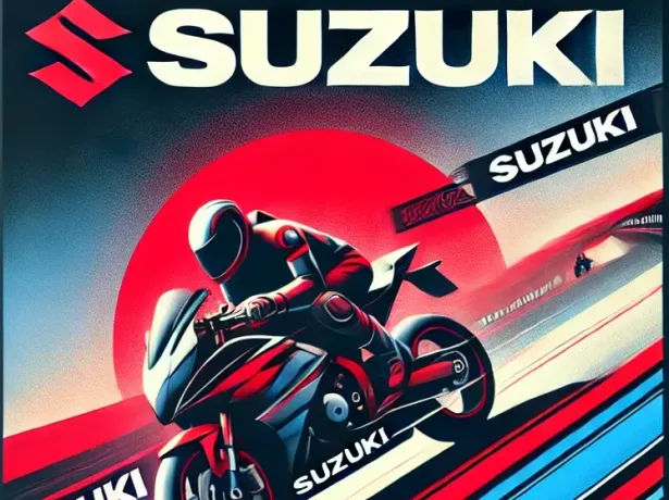 Poster di una moto Suzuki per il Motor Fest 2025.