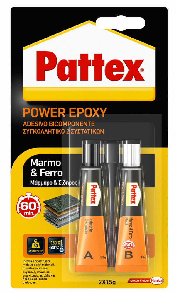 Marmo e ferro power epoxy colla epossidica bicomponente tubetti 30 gr  1479393 pattex by henkel