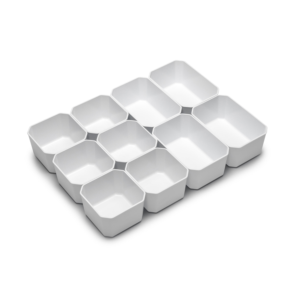 Emuca contenitori per organizer per cassetti da bagno tidy, plastica grigio  antracite, tecnoplastica, 10 cubi