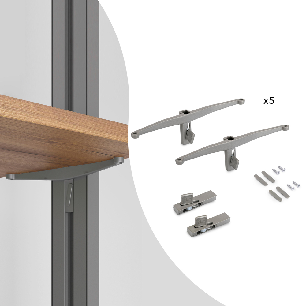 Kit Supporti per Mensole e Appendiabiti in Legno e Alluminio Emuca Zero  Grigio Pietra – acquista su Giordano Shop