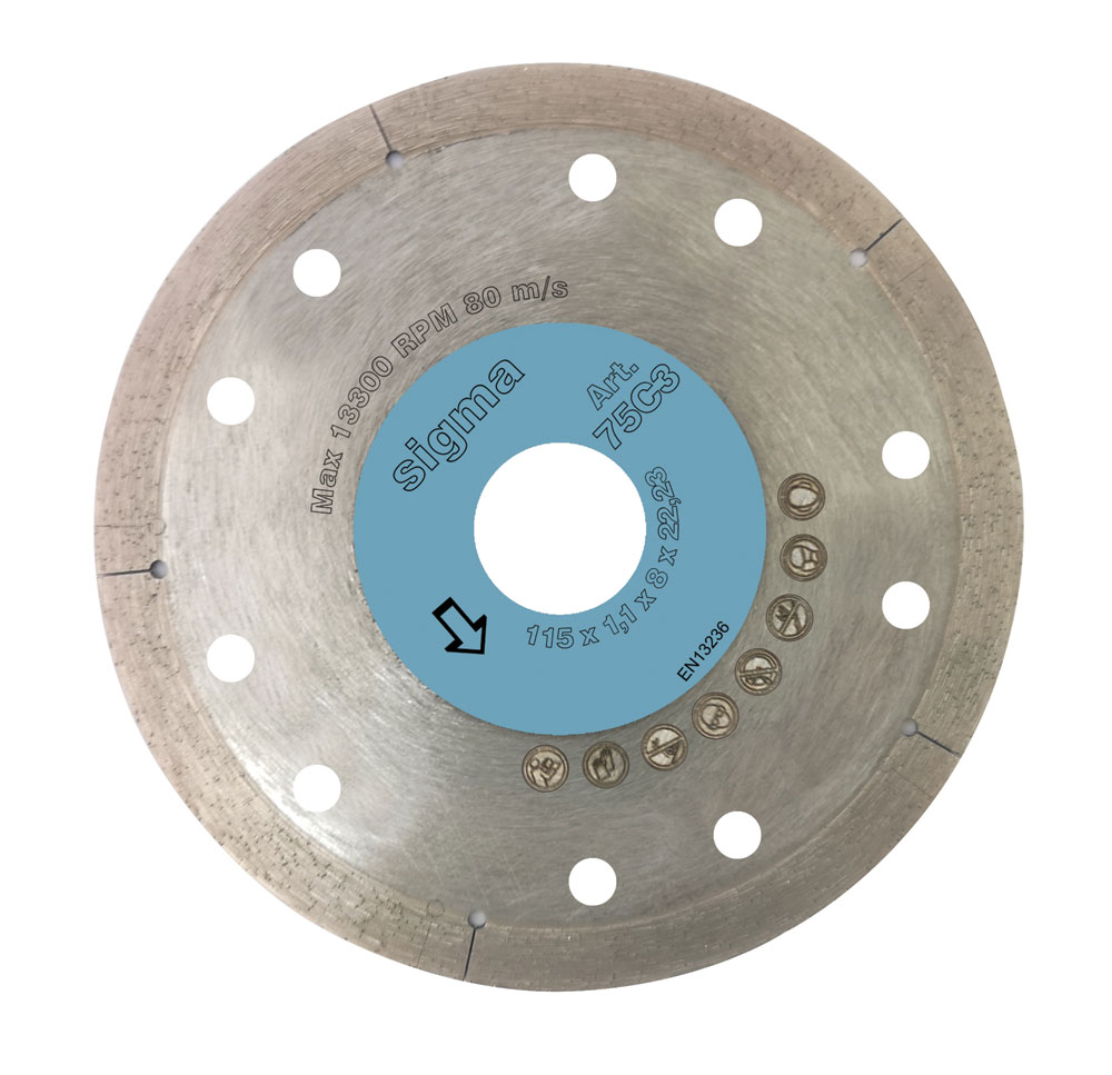 Disco diamantato turbo ceramica gres 115 mm spessore 1,1 mm 75c3