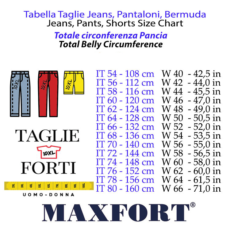 tabella taglie uomo pantaloni