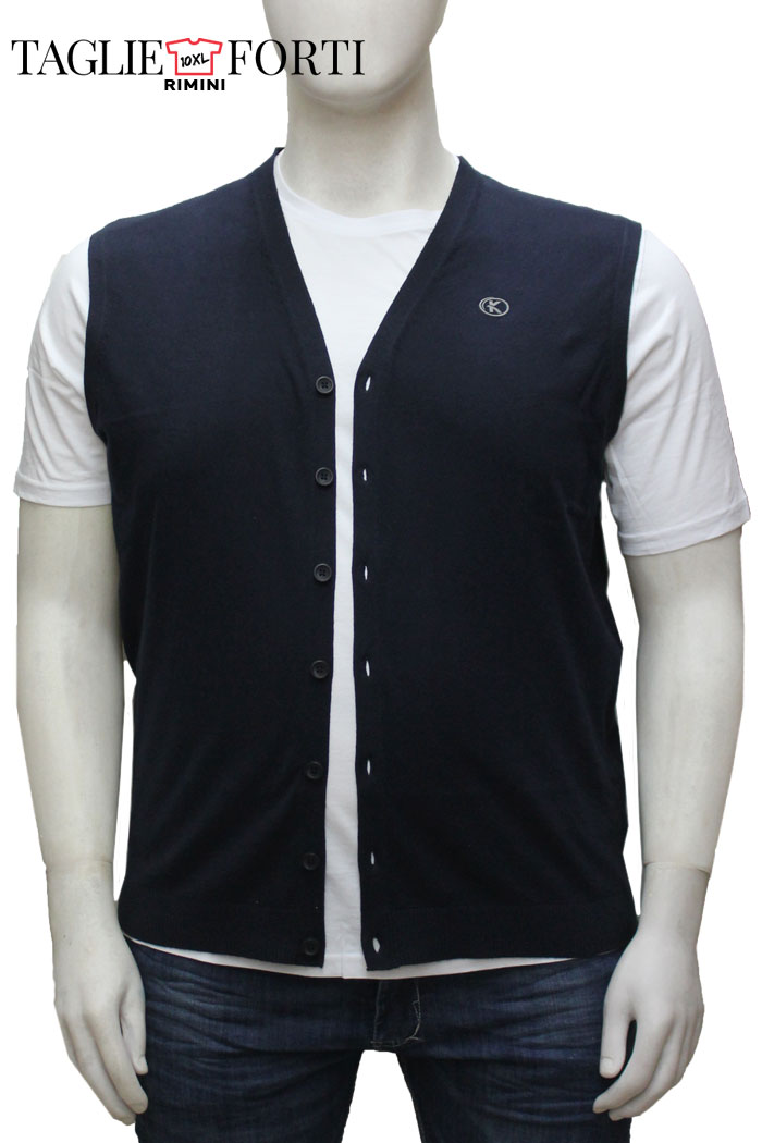 Kitaro Plus Size Man Gilet 201319 Blue Taglie Forti Uomo