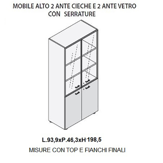 Mobile alto con ante in legno e in vetro by LAS