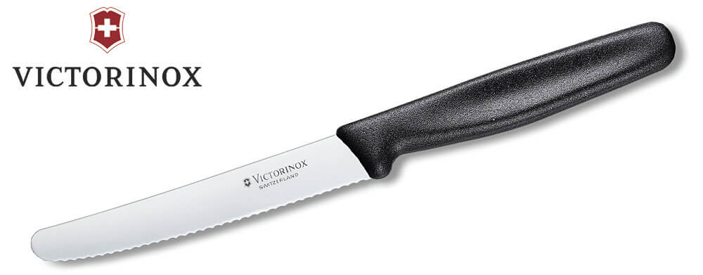 Vendita Victorinox coltello da tavola ondulato manico nero, vendita online Victorinox  coltello da tavola ondulato manico nero