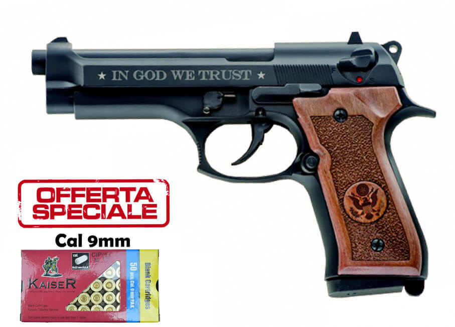 KIMAR 92 BLACK 9 mm IN GOD WE TRUST - SPECIAL EDITION + 50pcs BOWS 9mm