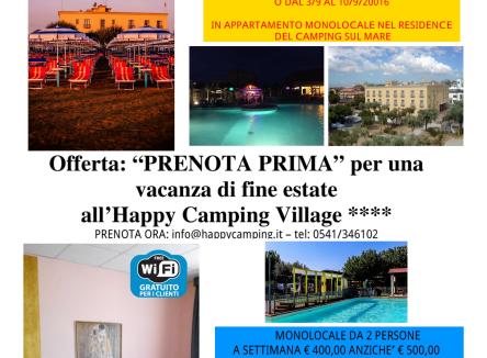 "Prenota Prima" -20% soggiorno settimanale in residence dal 27/8-03/9 oppure 03.10/9 a Bellaria