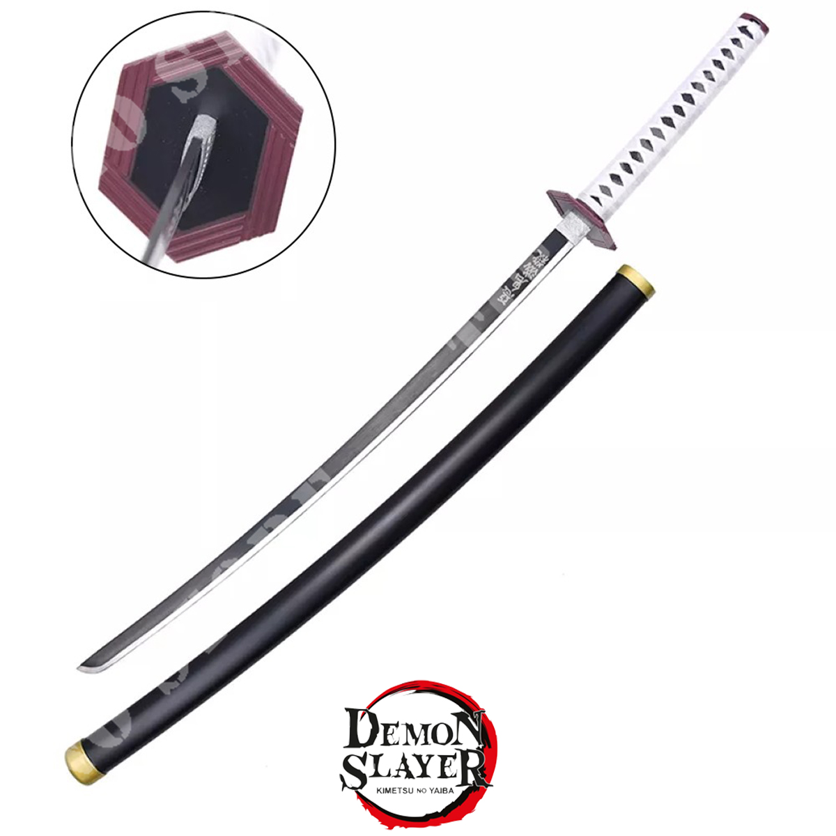 Katana de Zenitsu Agatsuma con hoja de madera de bambú Demon Slayer Kimetsu  no Yaiba zs653w > Espadas y mas