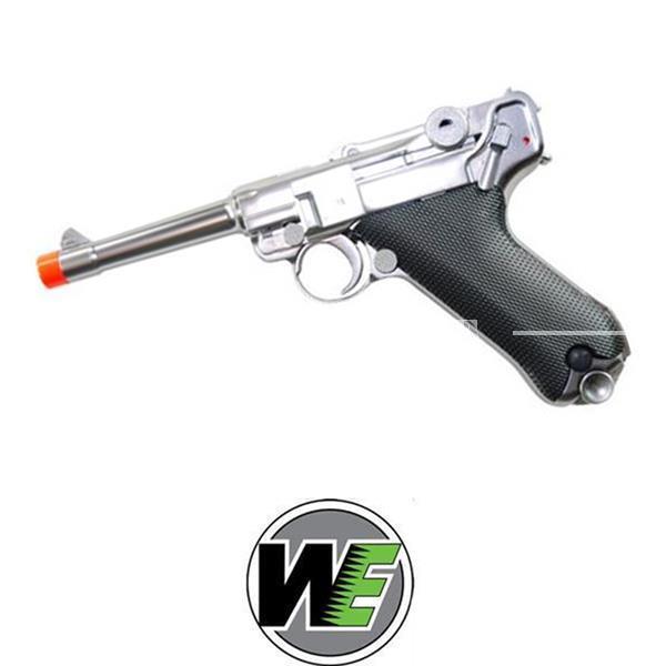 Pistola Airsoft Lugger Negra Larga Full Metal We