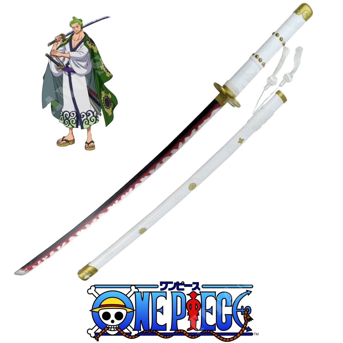 Espada / Katana Enma Zoro One Piece em MDF com Bainha 90cm