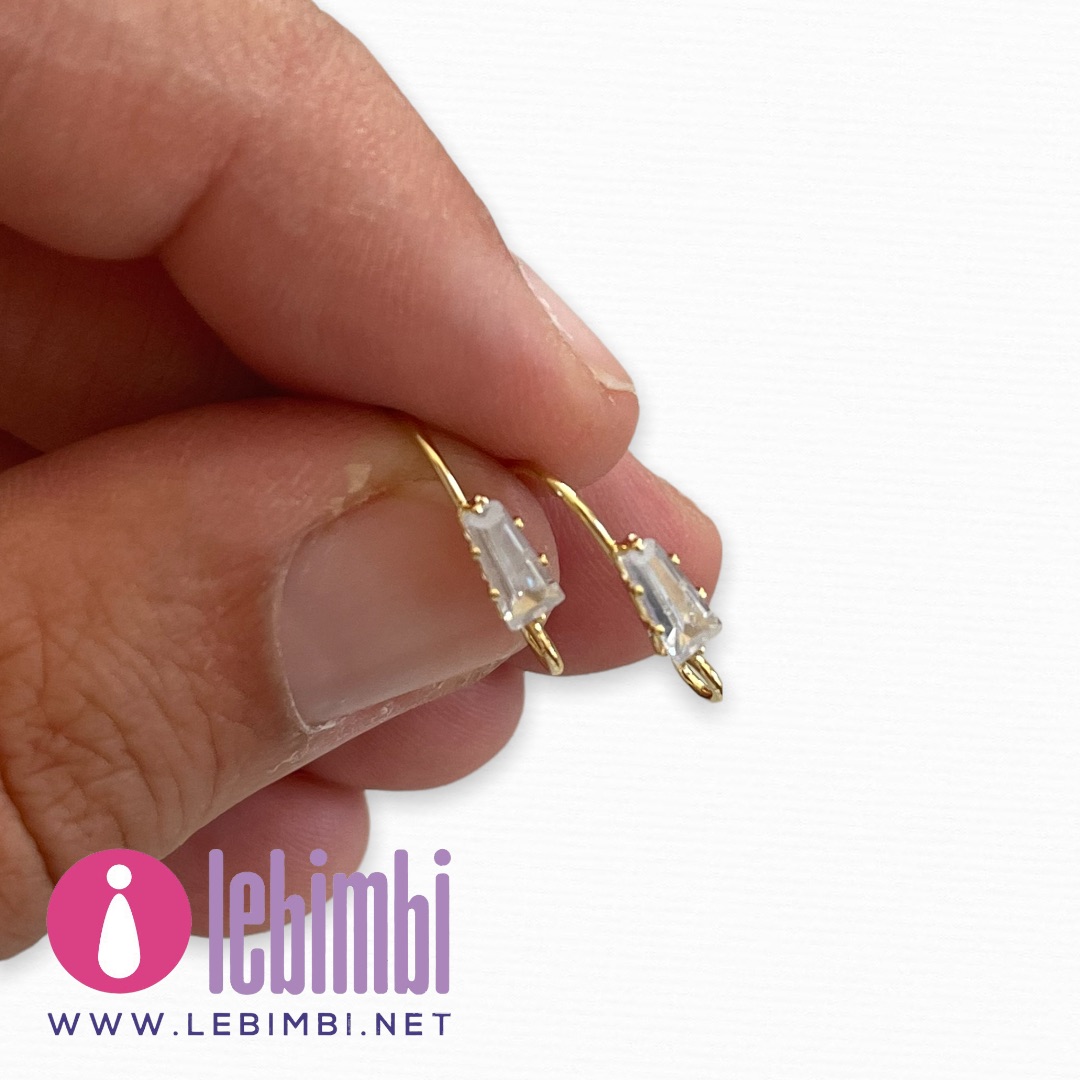 Monachelle in ottone e cubic zirconia, placcate oro 14k - 16x13mm - 1 paio  Online