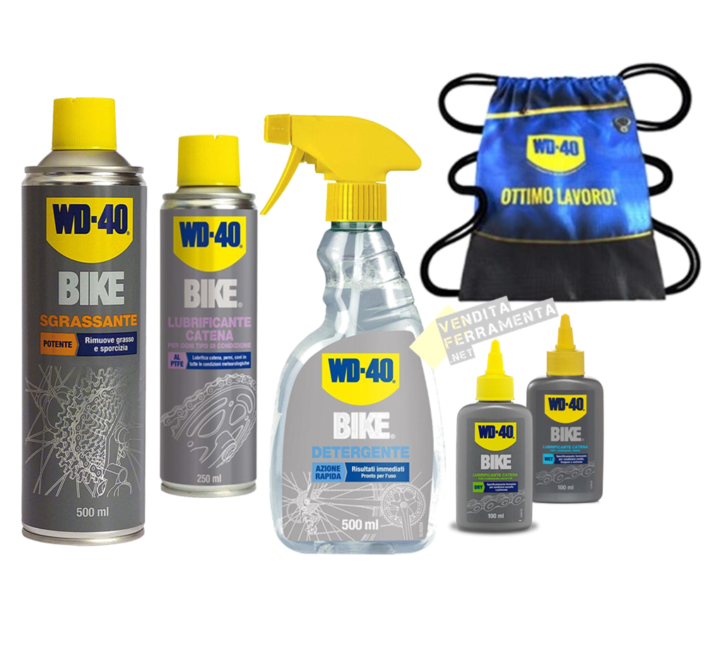Kit wd 40 bike set prodotti per la manutenzione della bici e mtb 5+1 Online