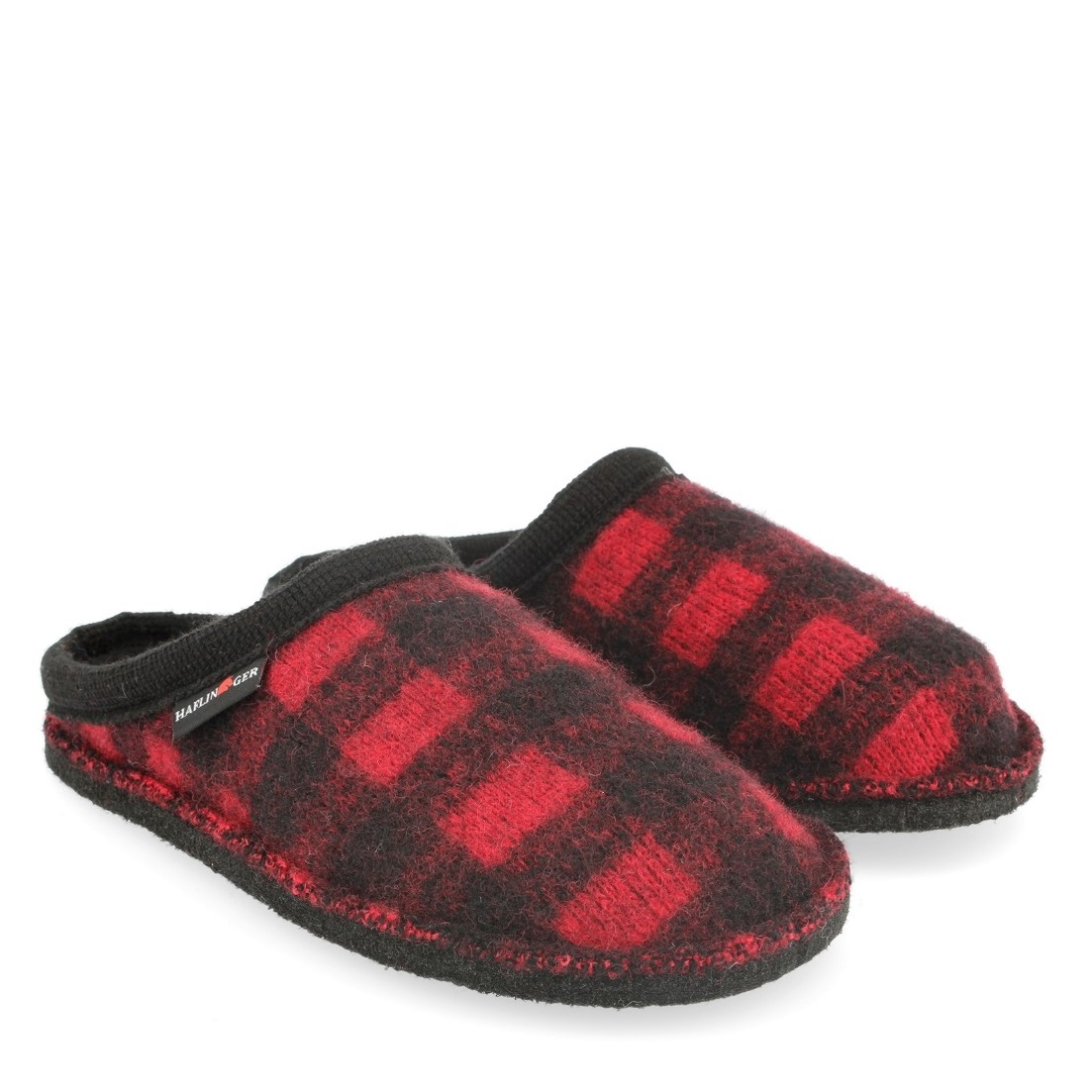 Red and black cheap plaid slippers