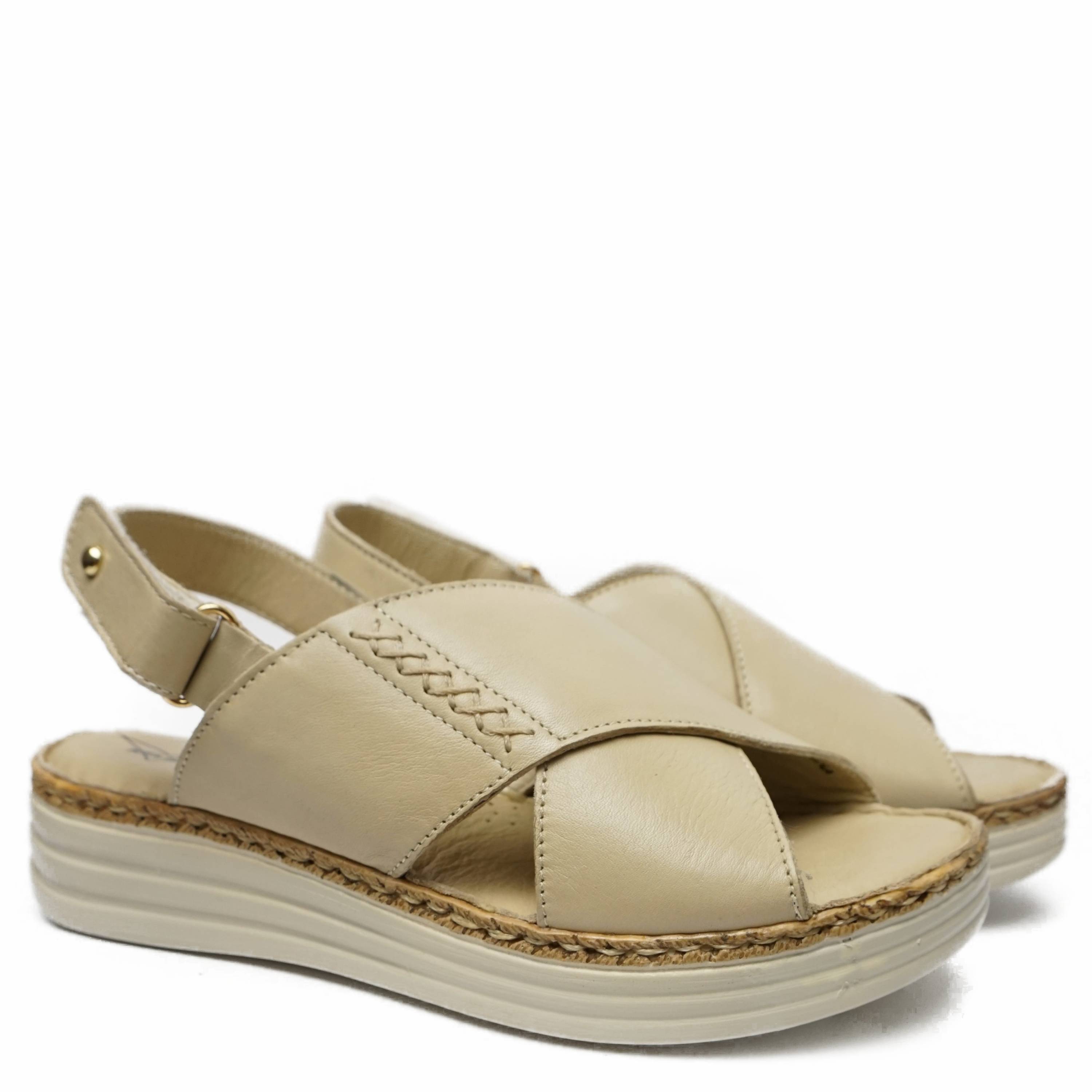 KELIDON GENUINE LEATHER SANDAL WITH CROSS STRAP