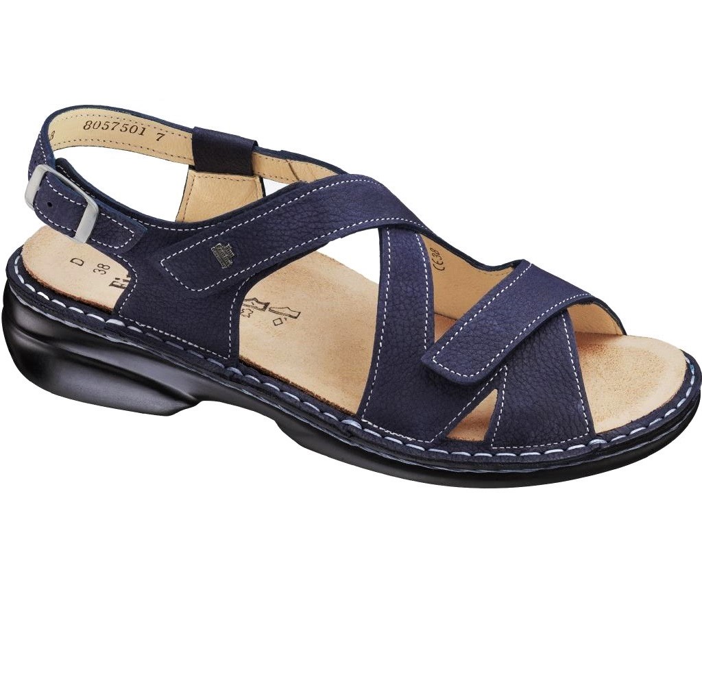 FINN COMFORT WOMEN'S SANDALS STRAPS LEAWOOD-S BEIGE-BLUE GLITTER-BLUE ...