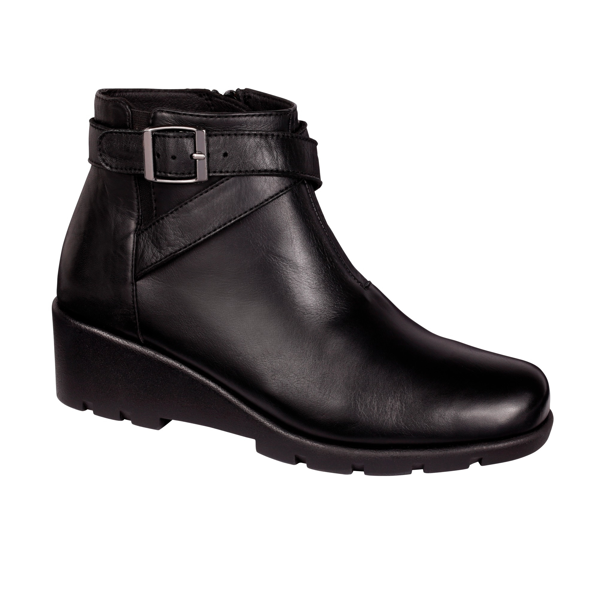 SCHOLL WOMEN'S ANKLE BOOTS PEYTON HIGH QUALITY LEATHER BLACK | SanitariaWeb