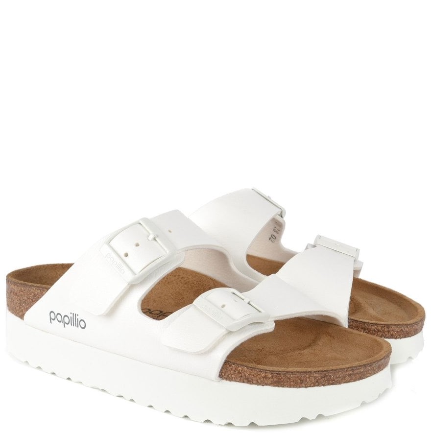 FLIP FLOPS DOUBLE BUCKLE LEATHER WHITE 