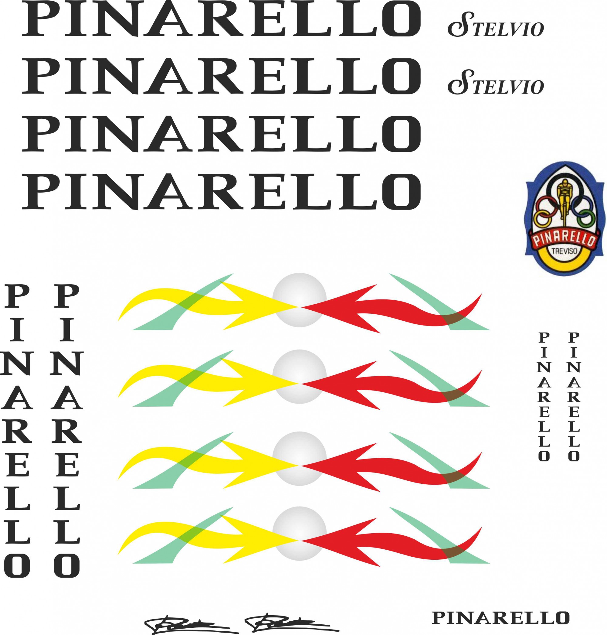 stickers adesivi per bici da corsa vintage PINARELLO TREVISO 2 pezzi 