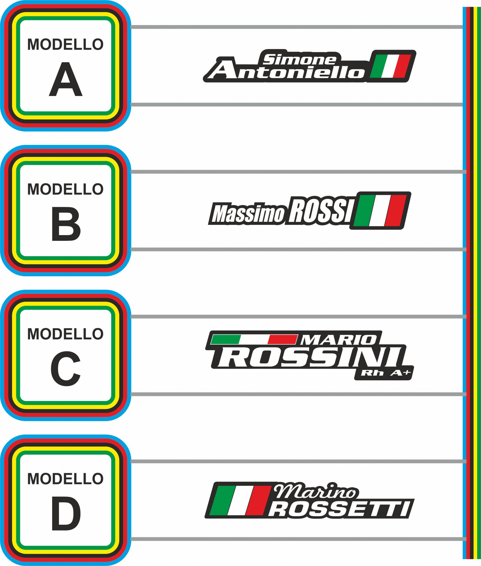 12 pezzi nomi adesivi nome stickers bandiera italiana