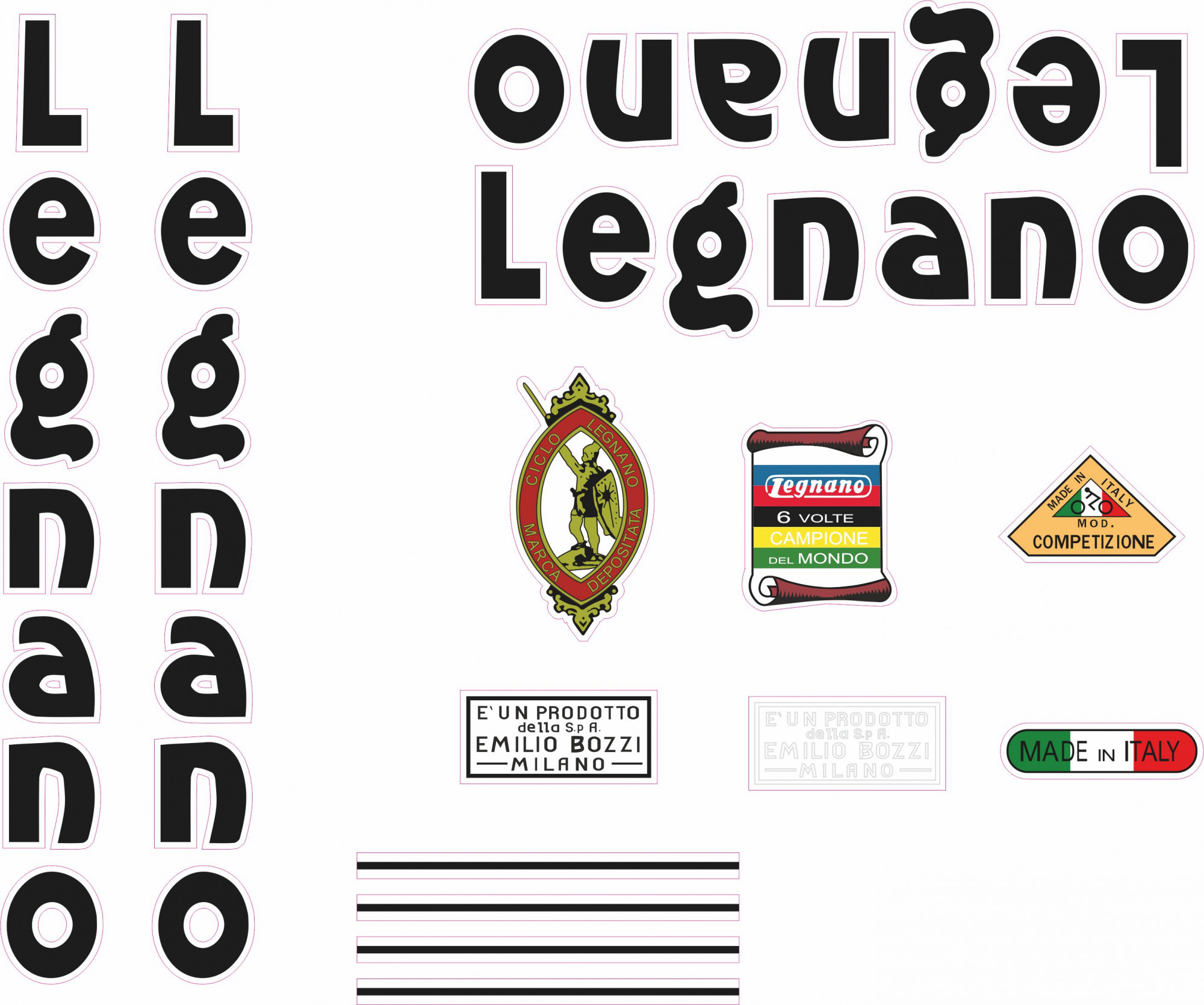 Kit stickers adesivi per bici da corsa vintage LEGNANO Legnano bici