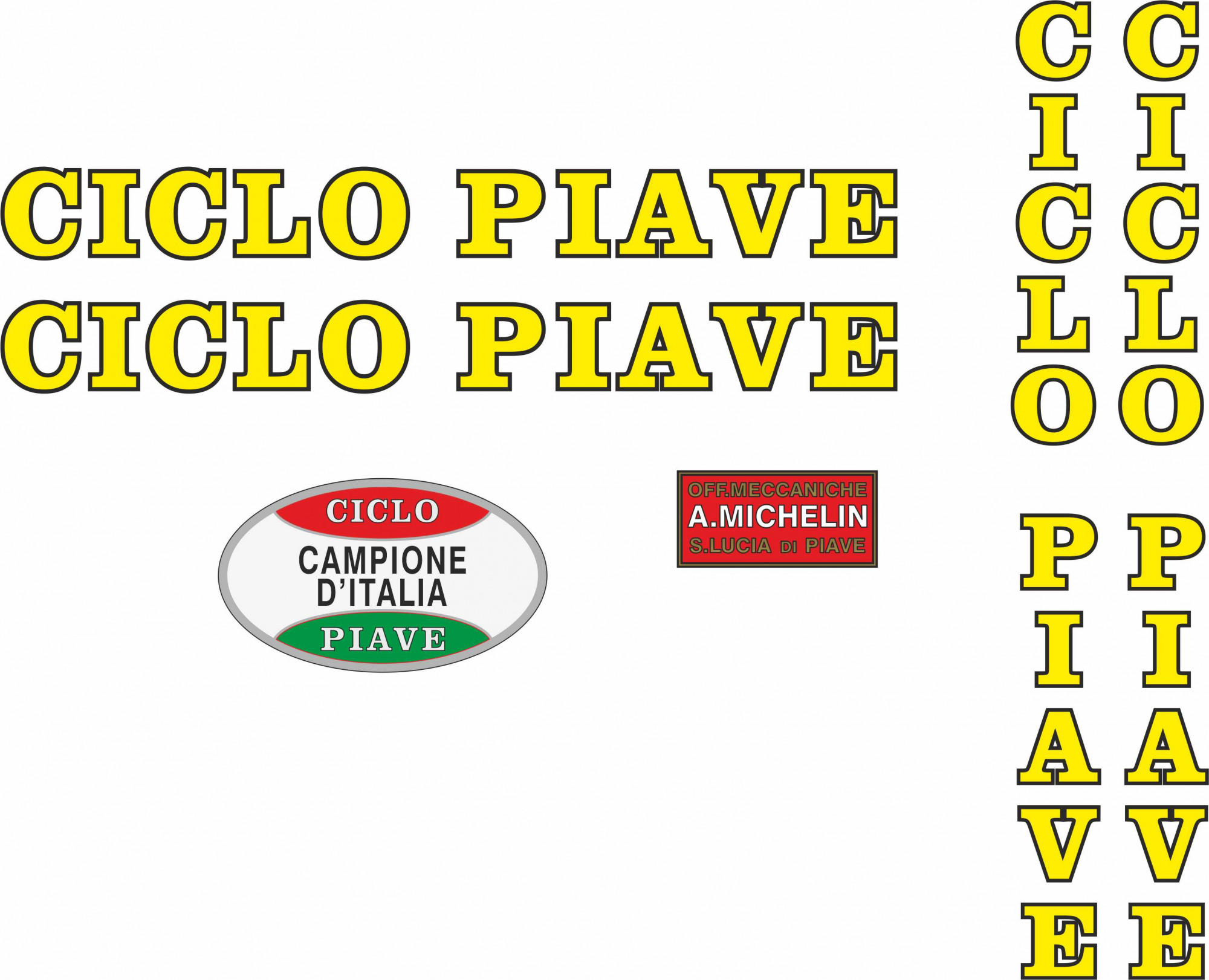 Ciclo Piave kit decalcomanie adesivi/stickers