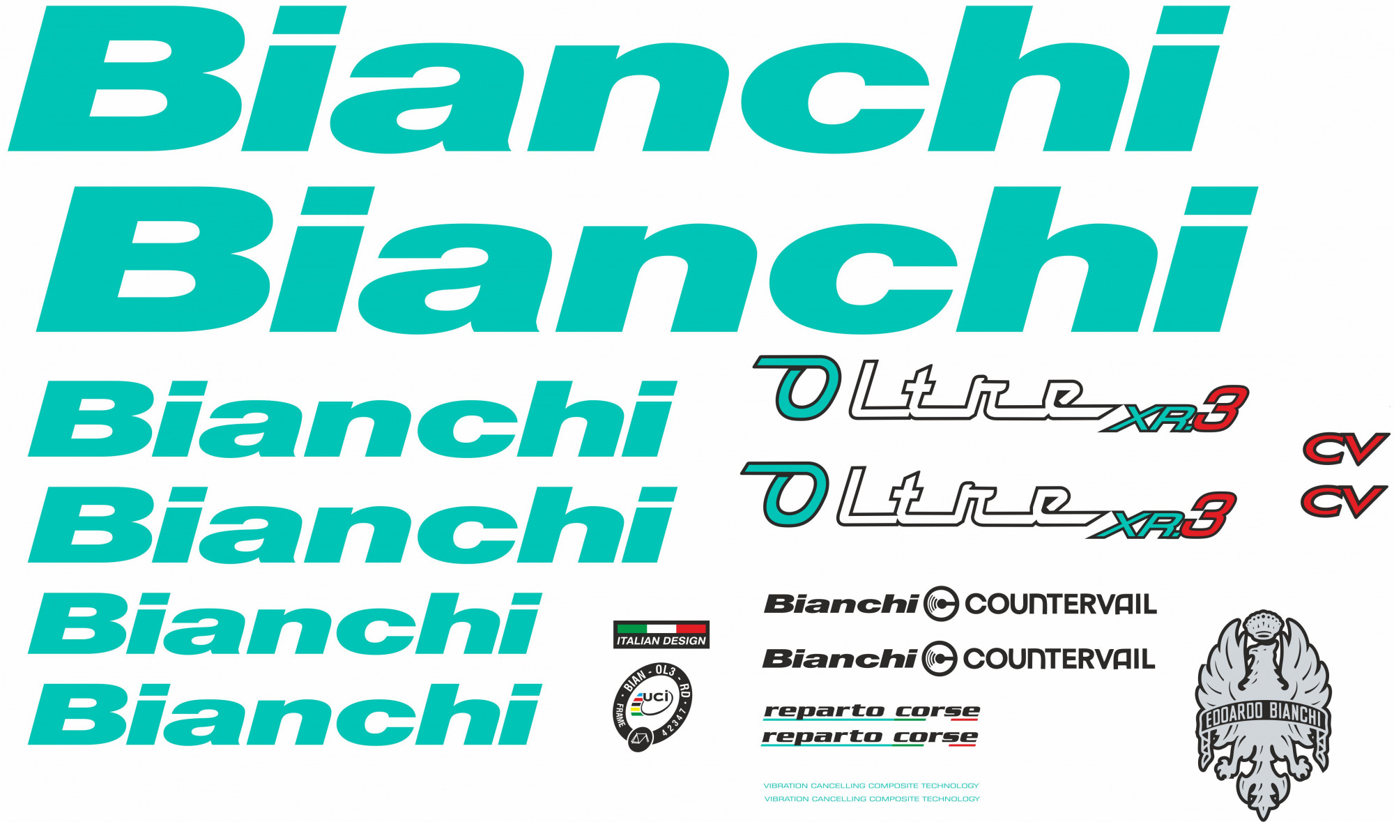 Remplacement Cadre Autocollants-Bianchi 