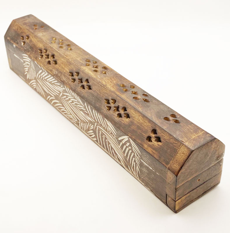 Portaincensi a bastoncino in legno con contenitore 30 cm artigianato indiano accessori decorazione casa